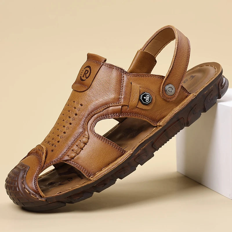 Leather Closed Toe Sandals