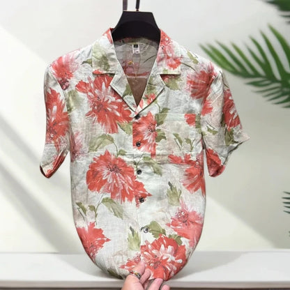 Luxury Big Red Flower Shirt