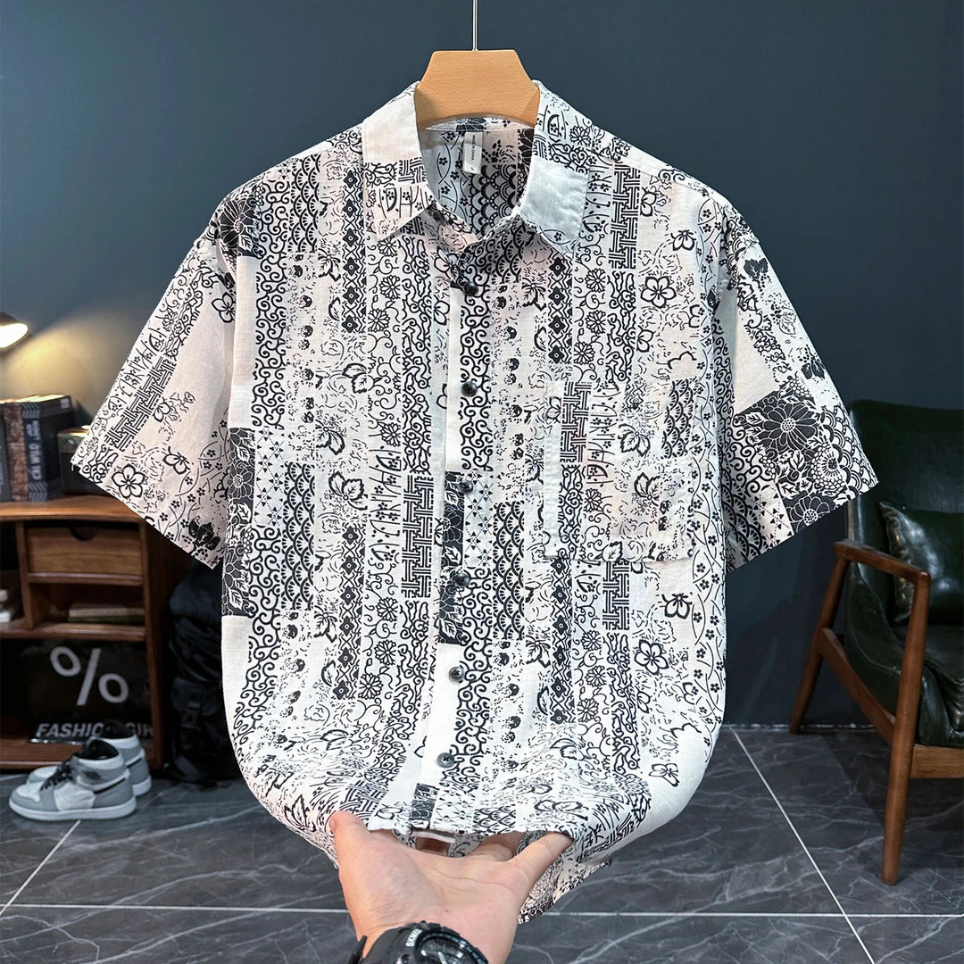 Retro Pattern Lapel Shirt