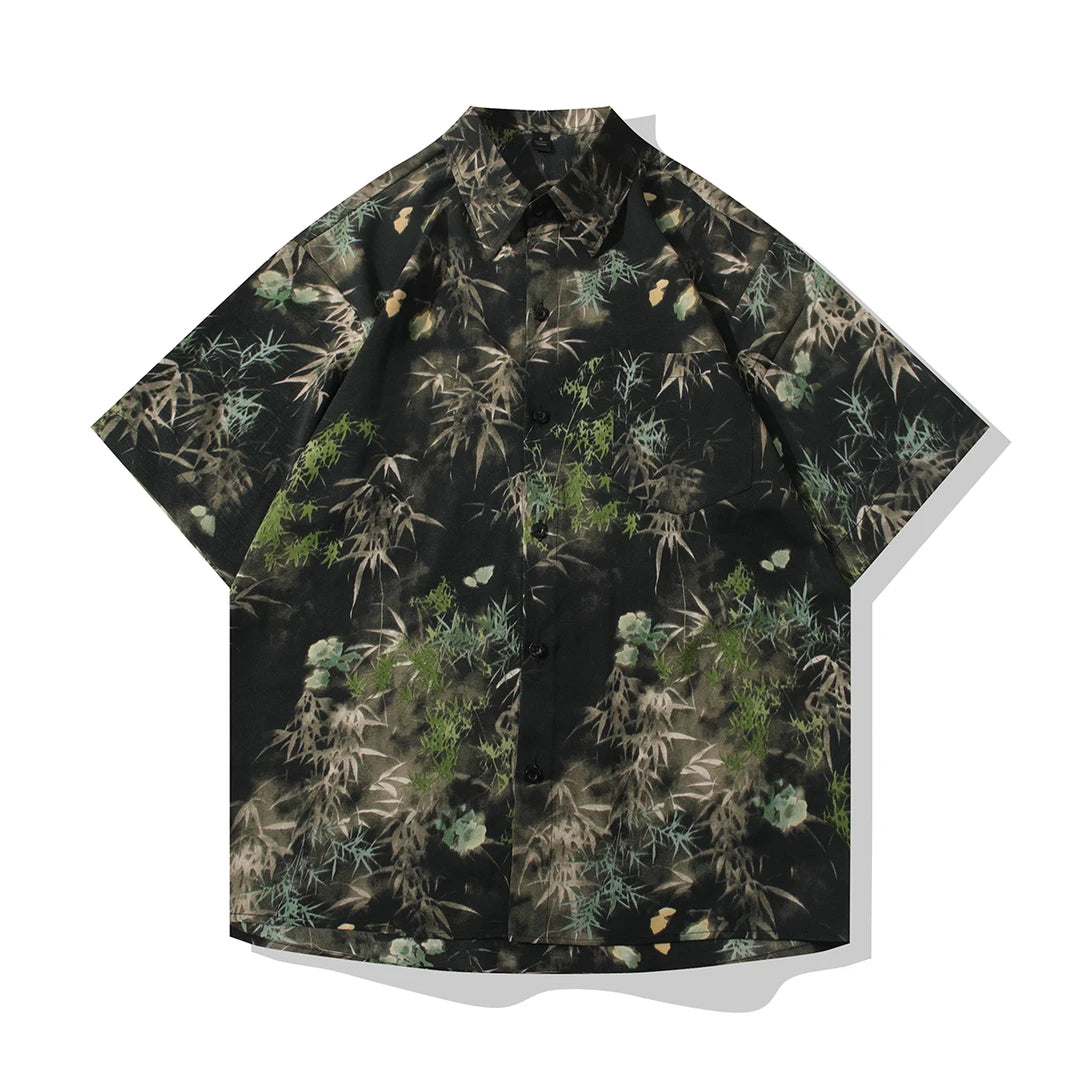Vintage Bamboo Leaf Print Shirt