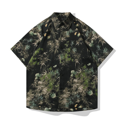 Vintage Bamboo Leaf Print Shirt