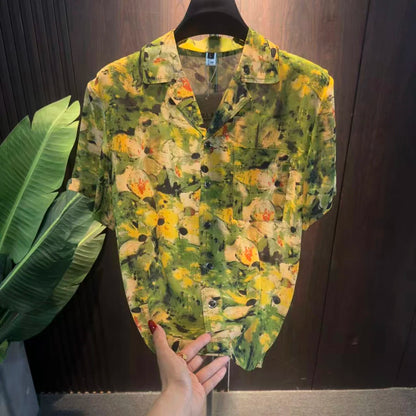 Yellow Floral Print Shirt