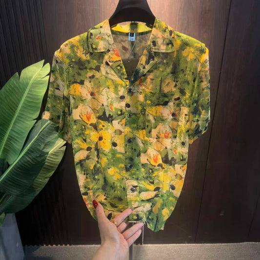 Yellow Floral Print Shirt