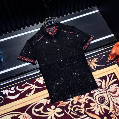 Red Flower Cuff Polo Shirt