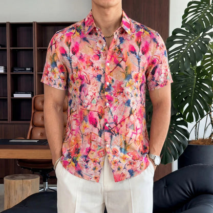 Branch Red Flower Print Shirt