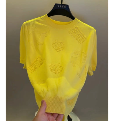 Crown Embossed Texture T-Shirt