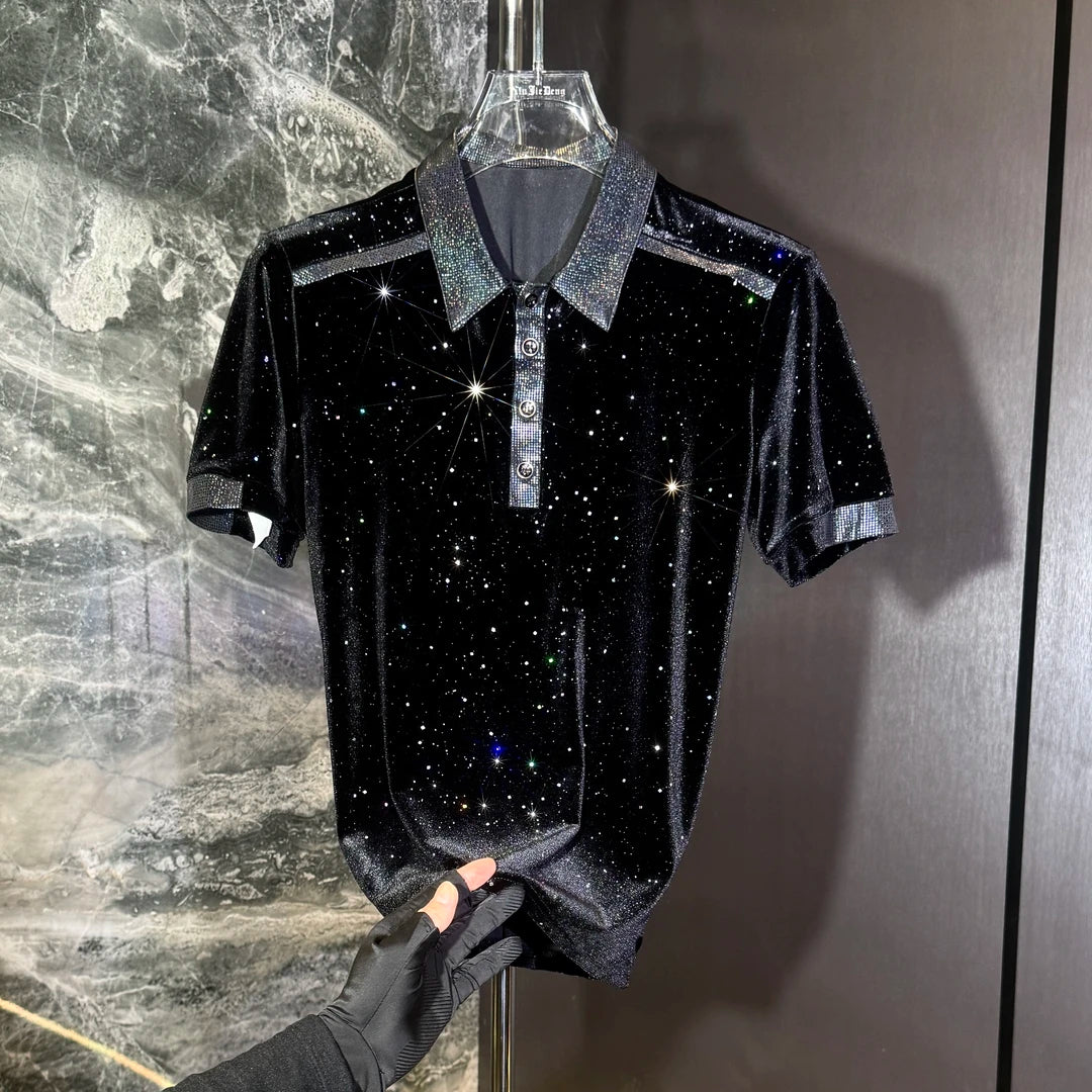 Star Gradient Collar Polo Shirt