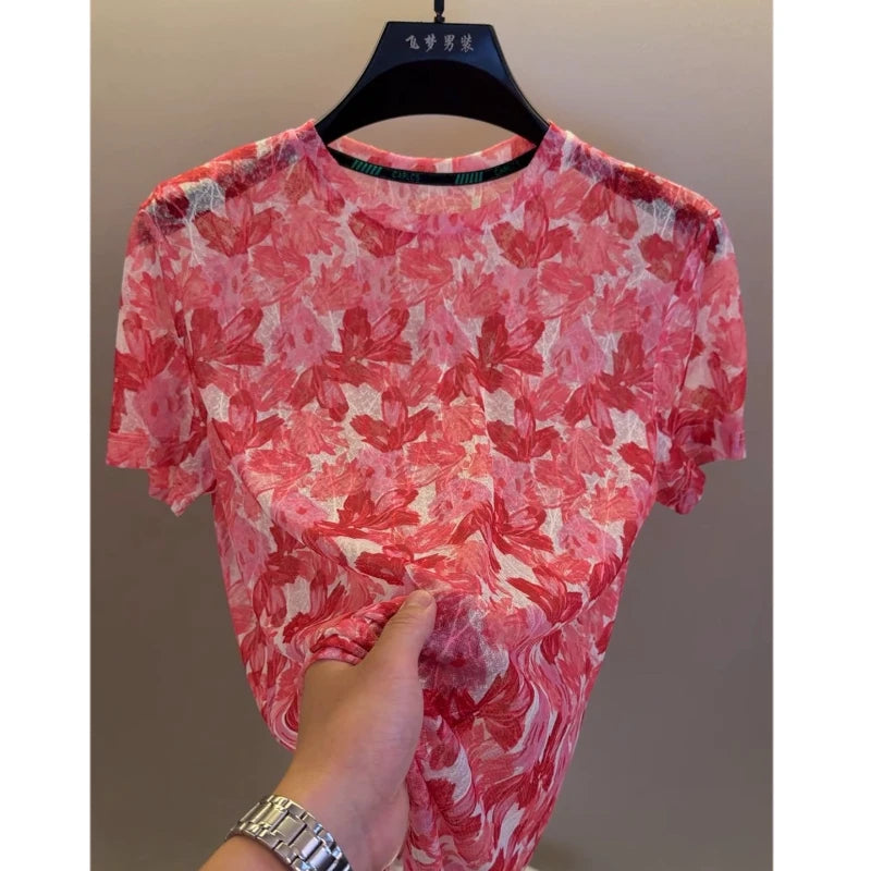 Sheer Breathable Flower T-shirt