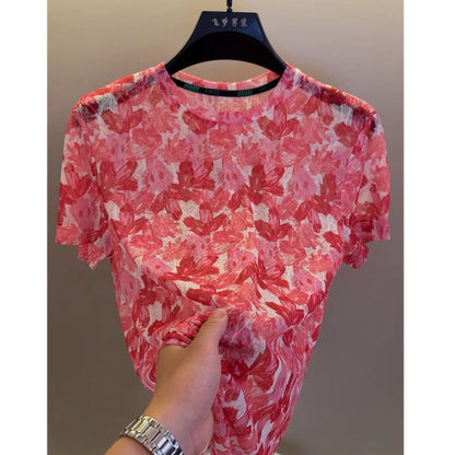 Sheer Breathable Flower T-shirt
