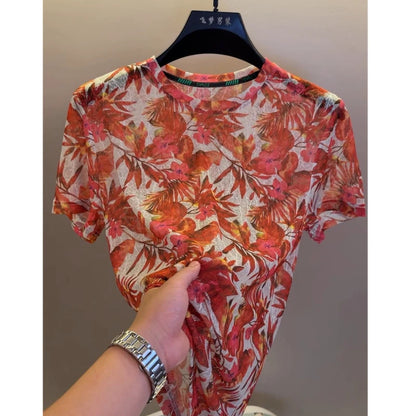 Sheer Breathable Flower T-shirt