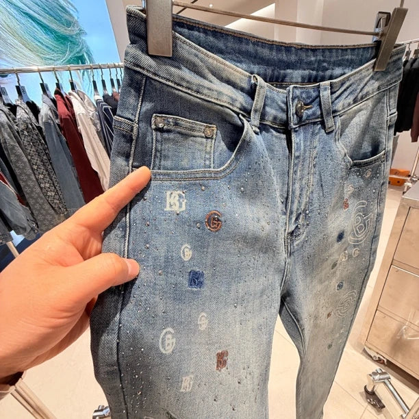 Light Luxury Rhinestone Jeans