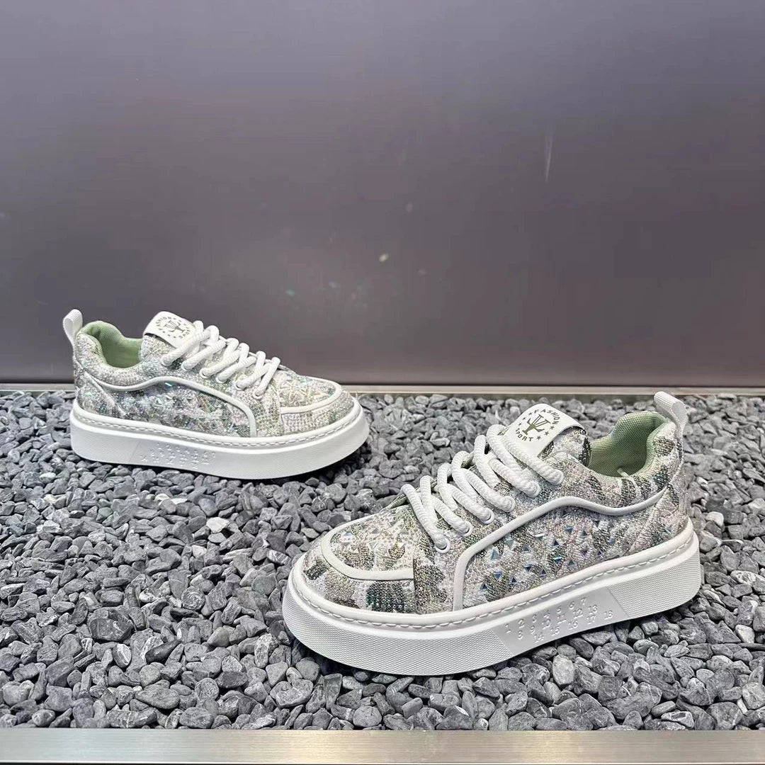 Rhinestone Height Increasing Casual Shoes