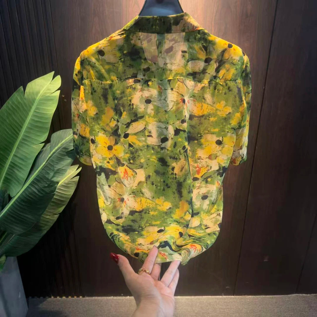 Yellow Floral Print Shirt