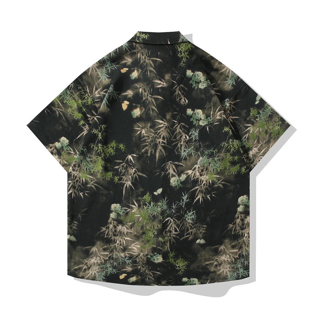 Vintage Bamboo Leaf Print Shirt