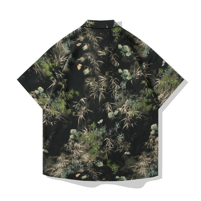 Vintage Bamboo Leaf Print Shirt