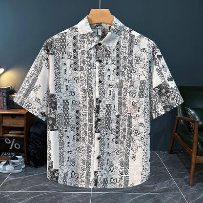 Retro Pattern Lapel Shirt
