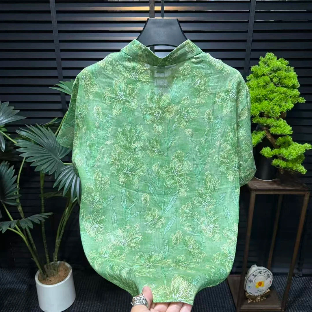Green Floral Print Shirt