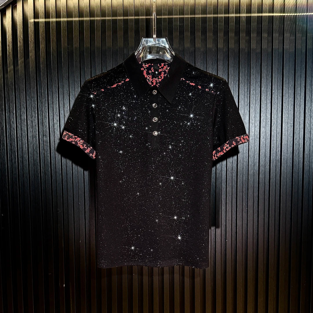 Red Flower Cuff Polo Shirt