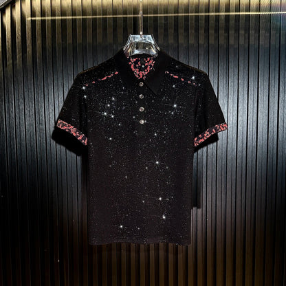 Red Flower Cuff Polo Shirt