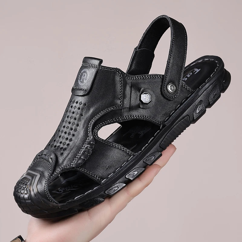 Leather Closed Toe Sandals