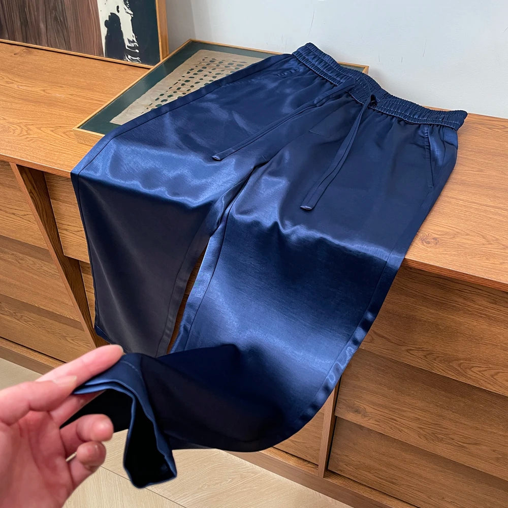Solid Color High End Acetate Casual Pants