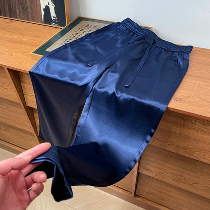 Solid Color High End Acetate Casual Pants