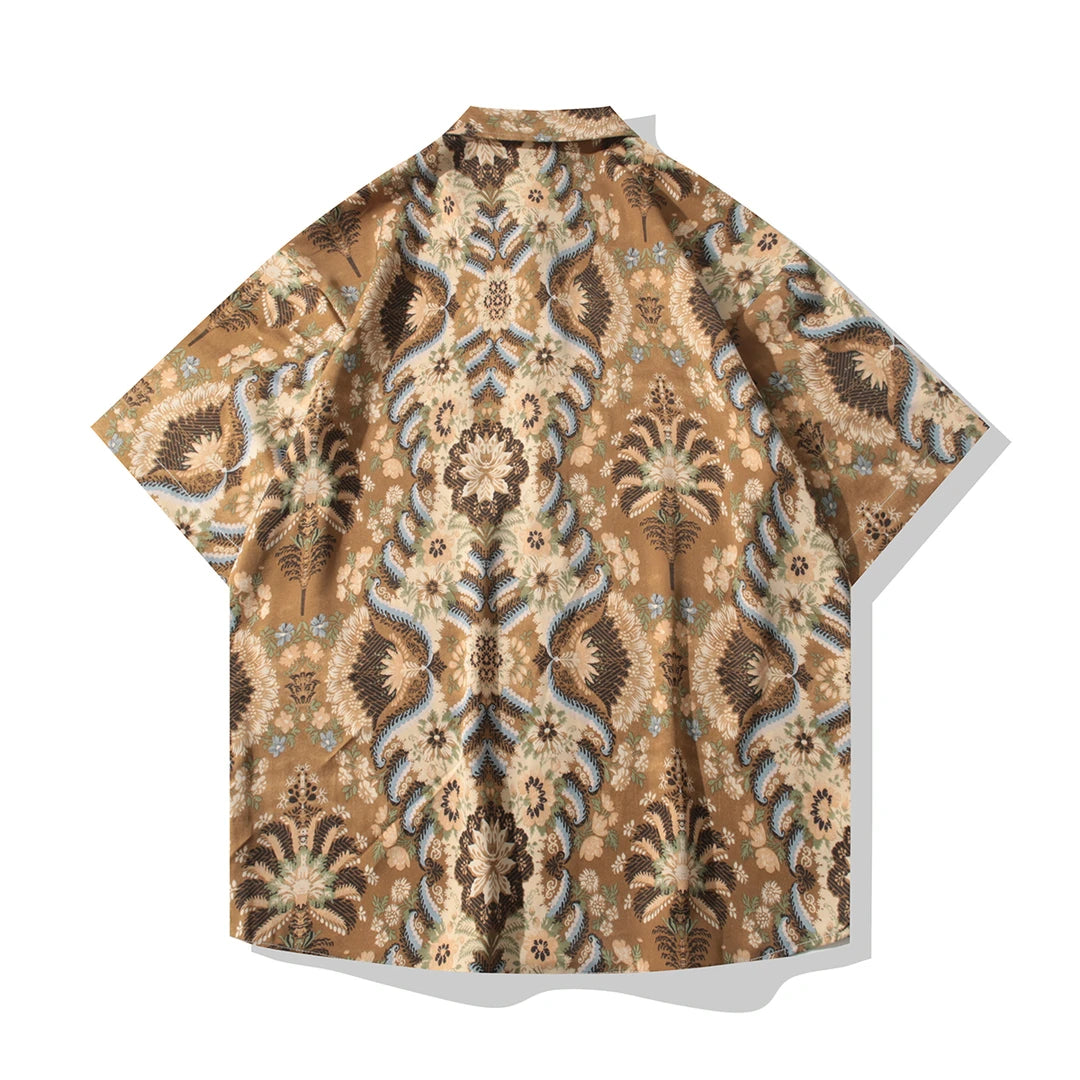 Vintage Feather & Floral Print Shirt