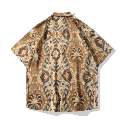 Vintage Feather & Floral Print Shirt
