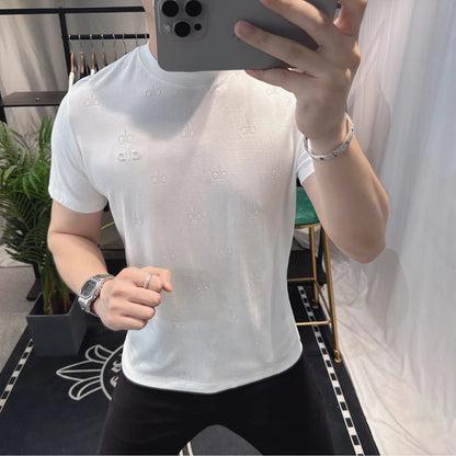 Solid Color Embossed T-Shirt