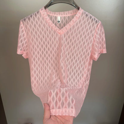 Wave Pattern Sheer Mesh T-Shirt