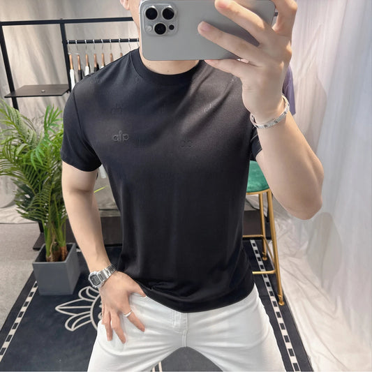 Solid Color Embossed T-Shirt