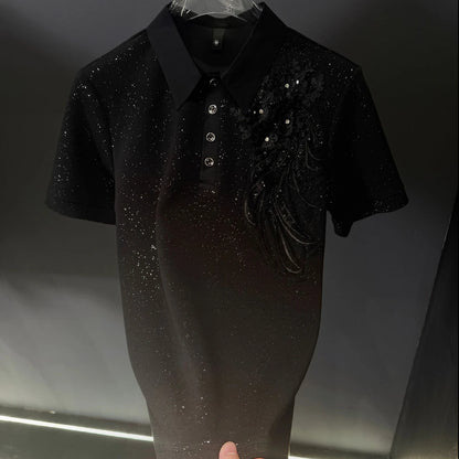 Embossed Floral Sequined Business Polo