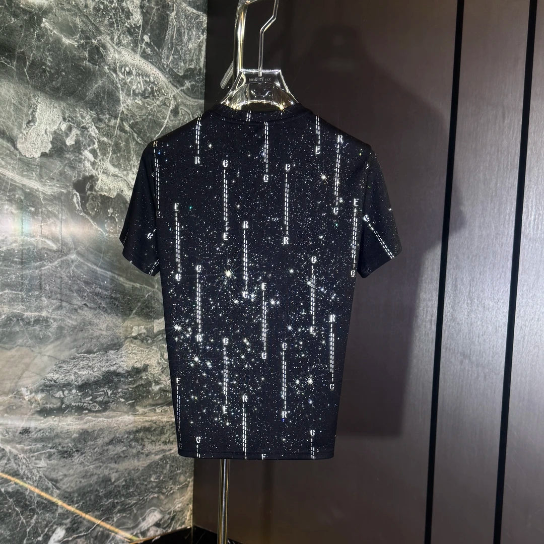 Vertical Stripe Rhinestone T-shirt