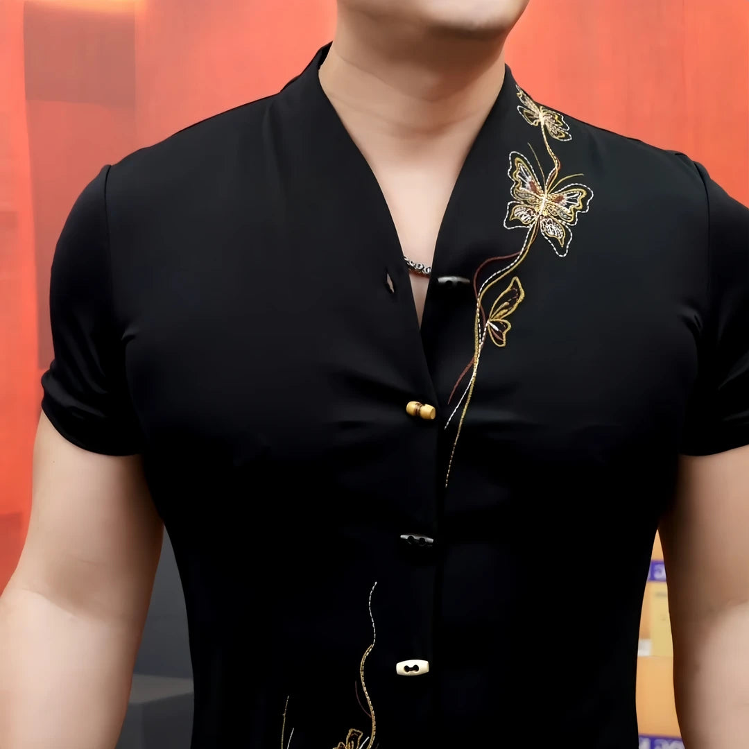 Butterfly Accent Button Shirt