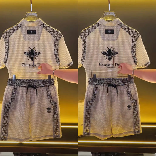Bee Embossed Spliced 2-Piece Set