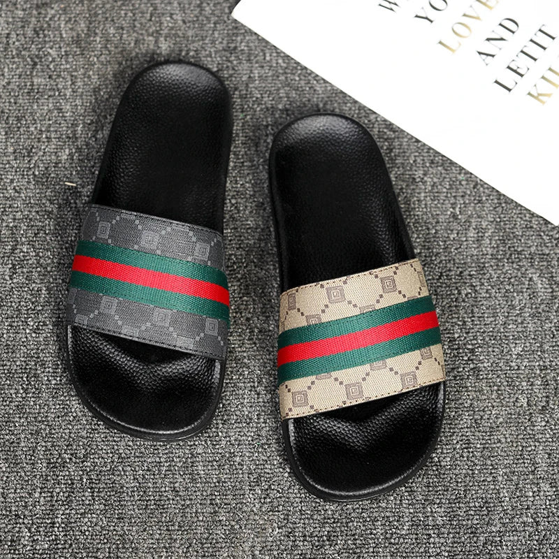 Red and Green Striped Slides