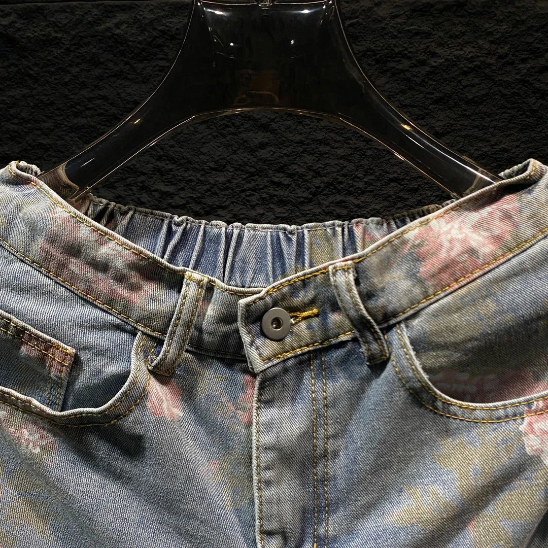 Pink Butterfly Ripped Short