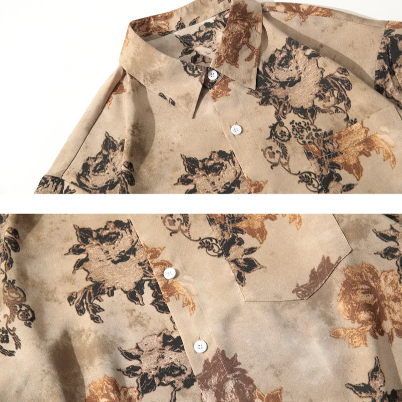 Brown Base Floral Print Shirt
