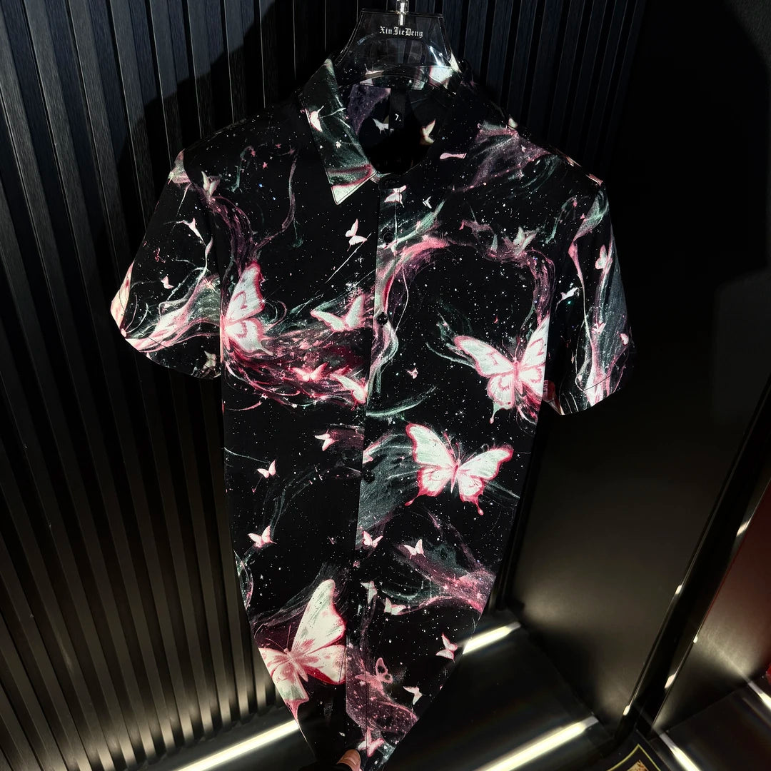 Purple Butterfly Print Shirt