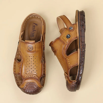 Leather Closed Toe Sandals
