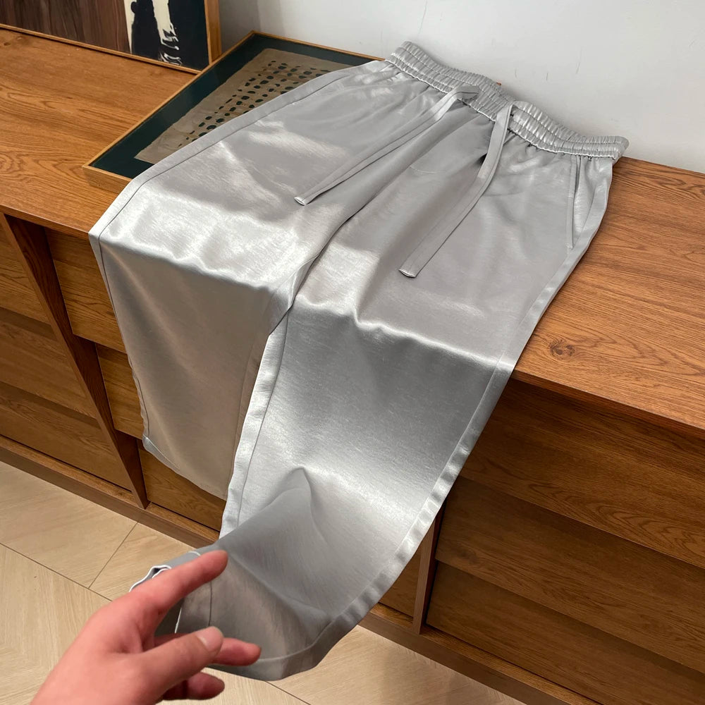 Solid Color High End Acetate Casual Pants