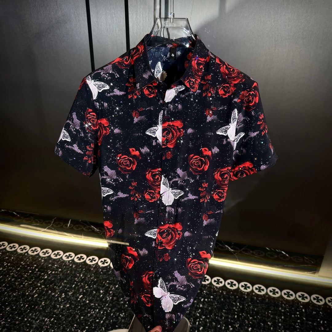Butterfly & Rose Rhinestone Shirt