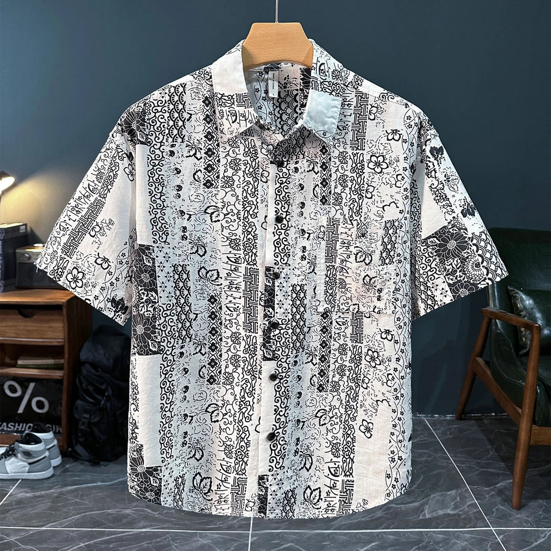 Retro Pattern Lapel Shirt