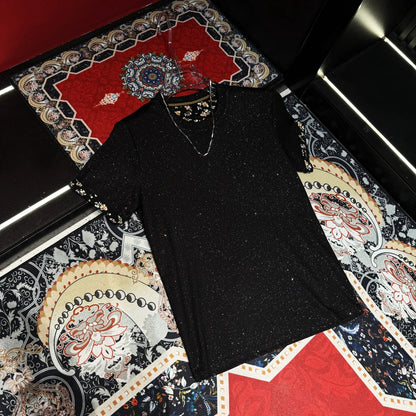 Patterned Cuff Sequin Shirt