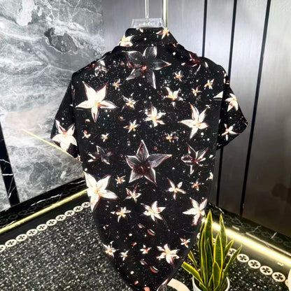 Black & White Floral Sequin Polo Shirt