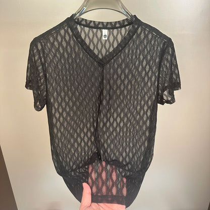 Wave Pattern Sheer Mesh T-Shirt