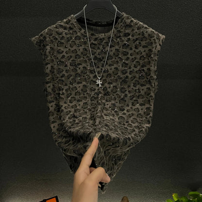 Leopard Print Sequin Two Piece Set