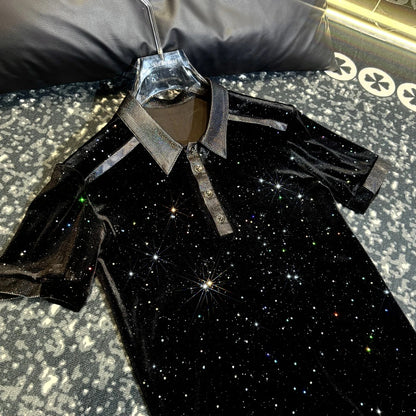 Star Gradient Collar Polo Shirt