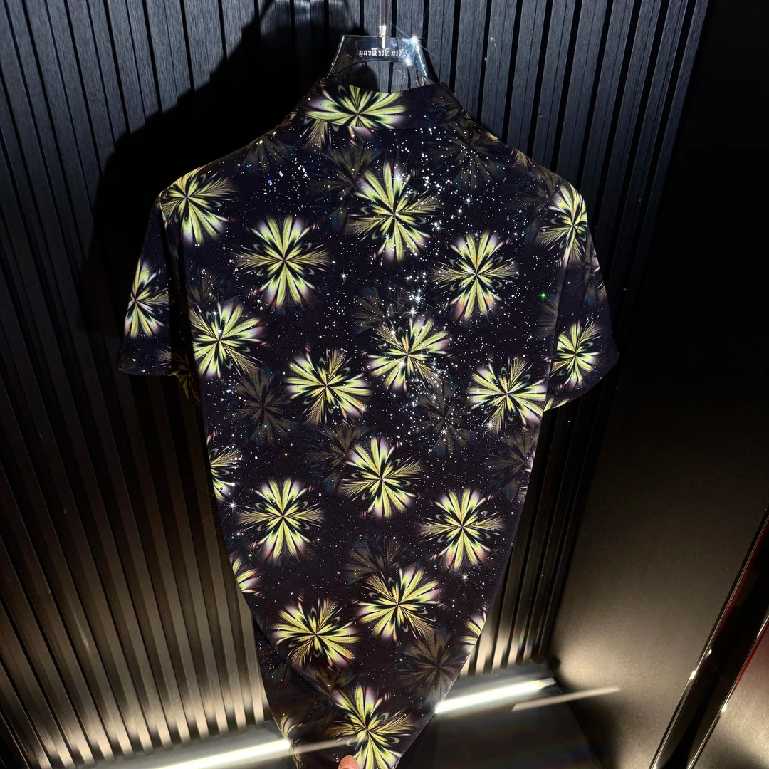 Green Pattern Rhinestone Shirt