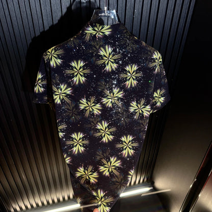 Green Pattern Rhinestone Shirt